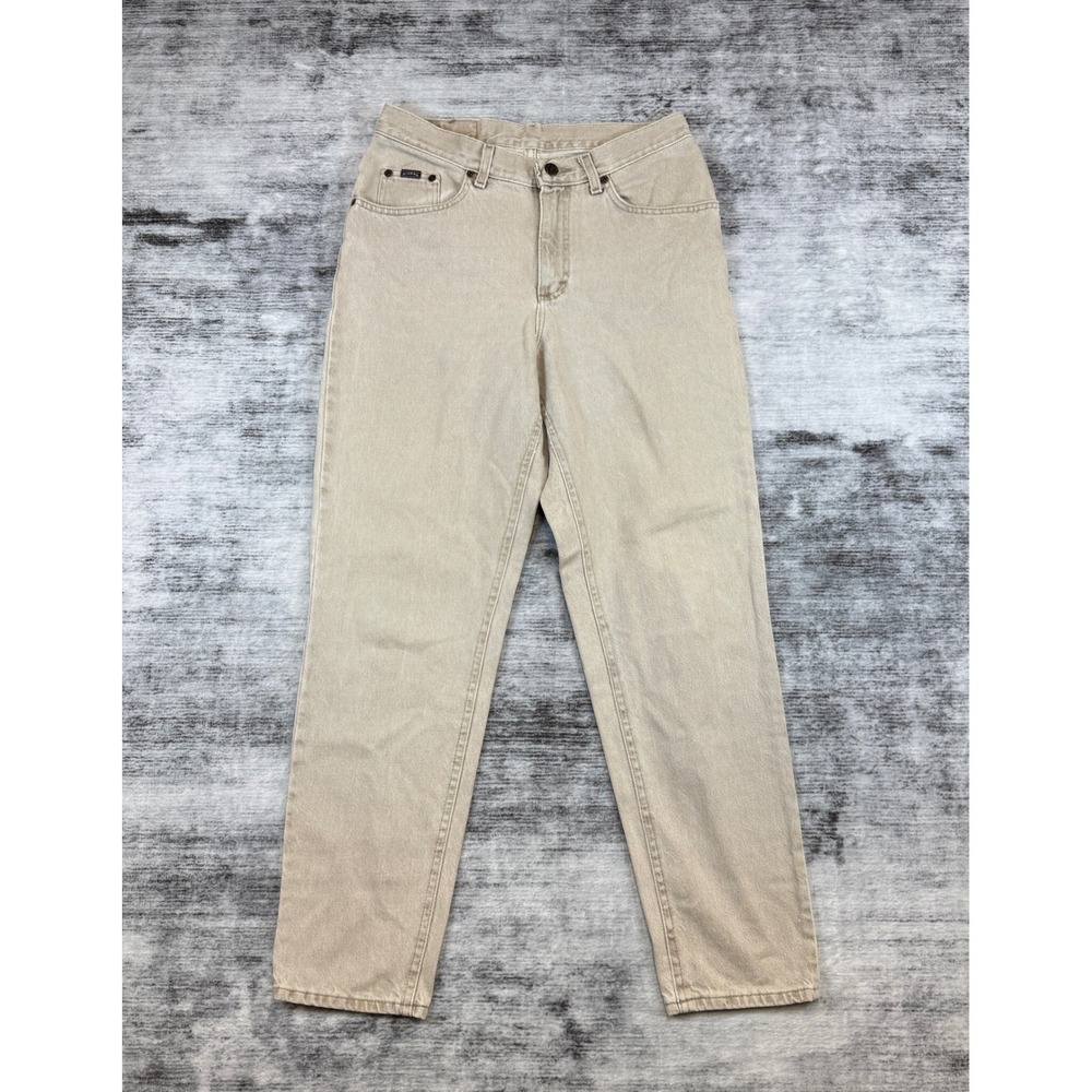 Vintage Lee Riders Jeans Tan Khaki High Waisted Tapered Leg Made in USA Size 12M